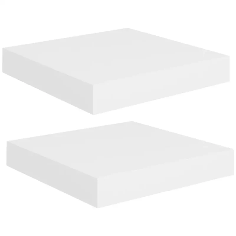 Etagère murale design carrée en bois blanc (lot de 2)