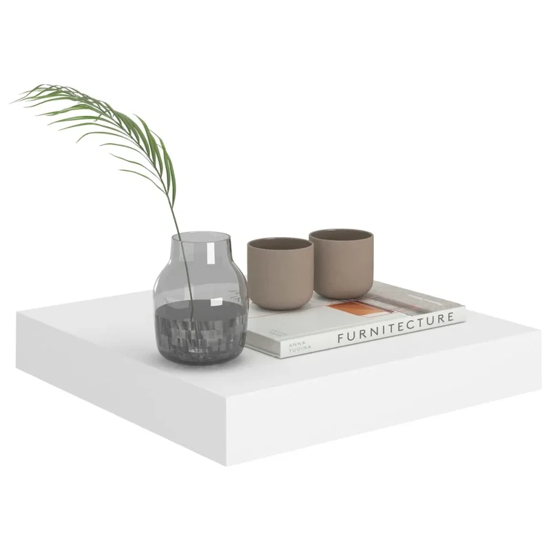 Etagère murale design carrée en bois blanc (lot de 2)