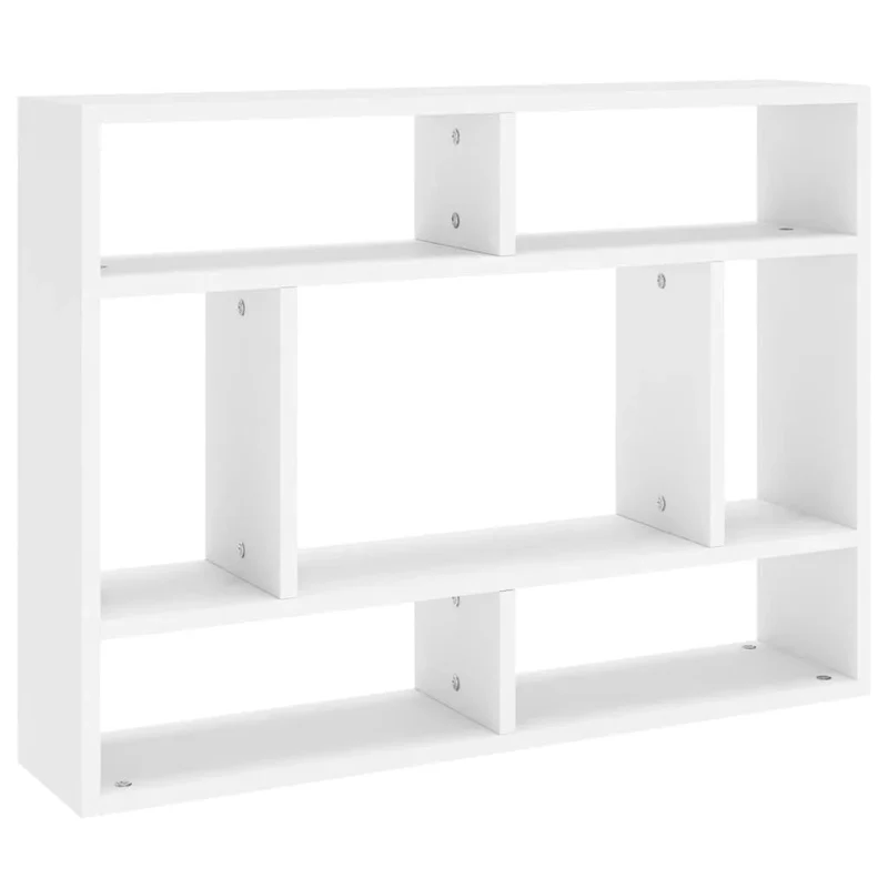 Etagère murale bois blanc sept compartiments