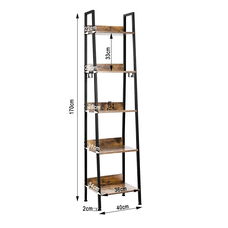 Etagère échelle scandinave en bois et métal 5 niveaux