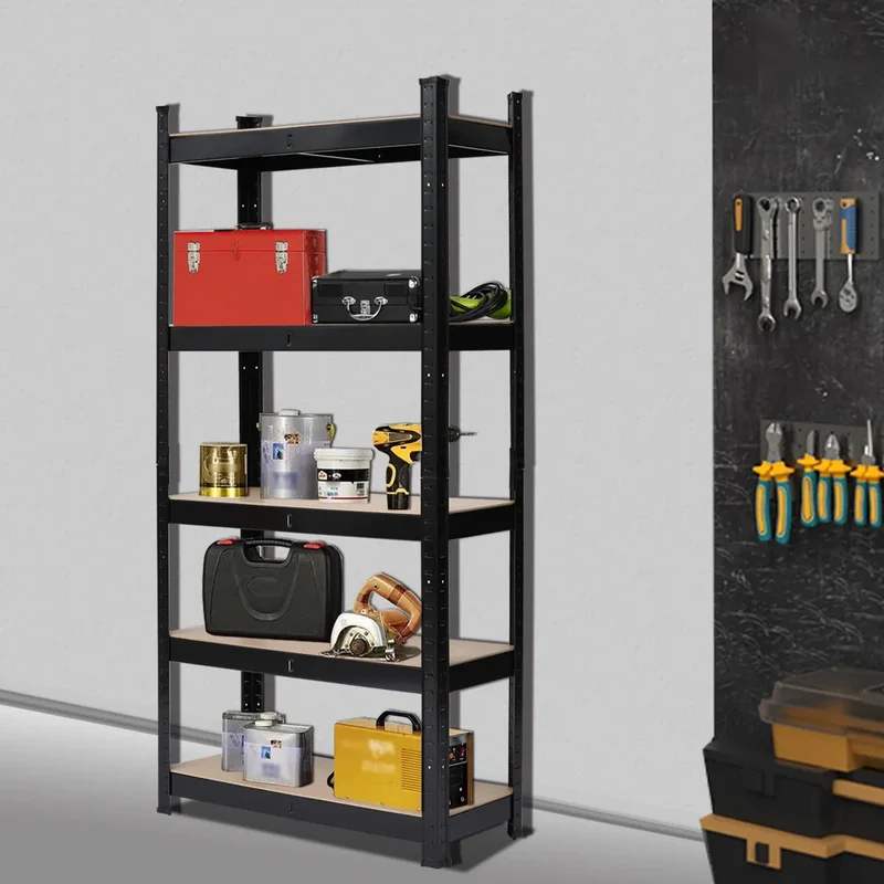 Etagère de rangement métal et bois 5 niveaux