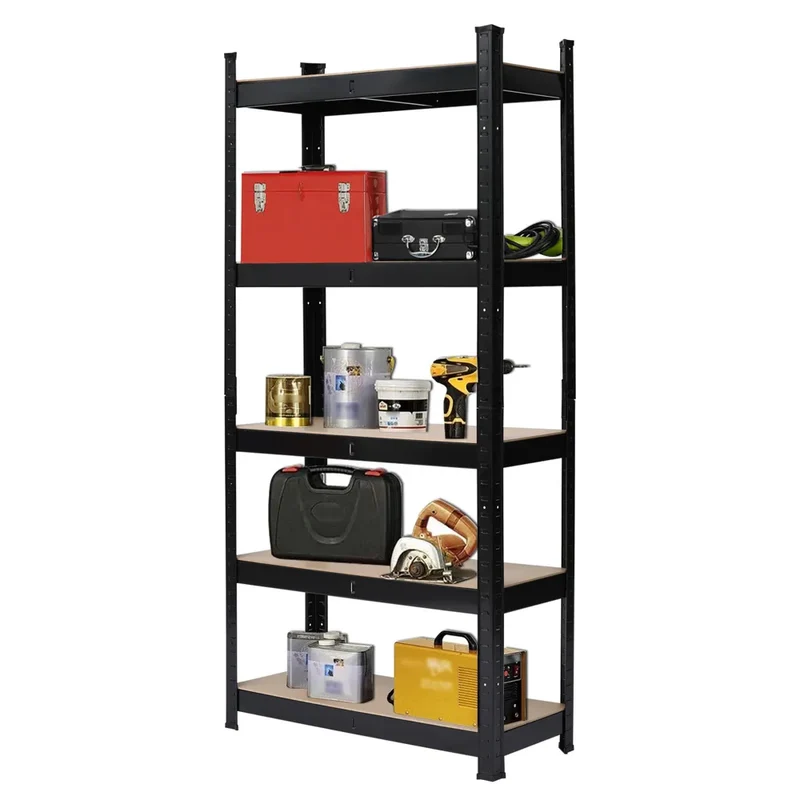 Etagère de rangement métal et bois 5 niveaux