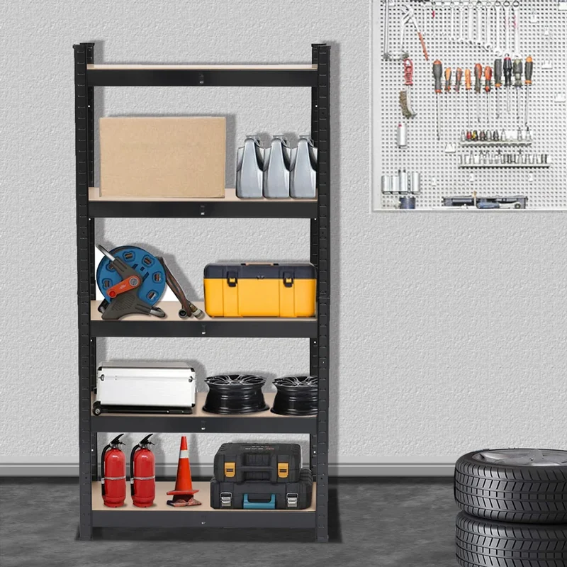 Etagère de rangement métal et bois 5 niveaux