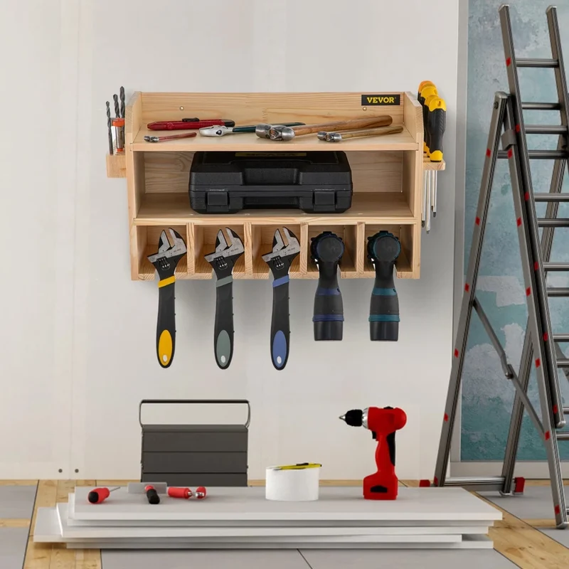 Etagère murale garage en bois rangement outils