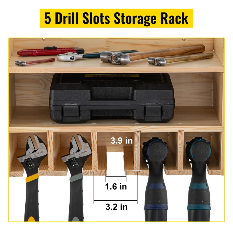 Etagère murale garage en bois rangement outils