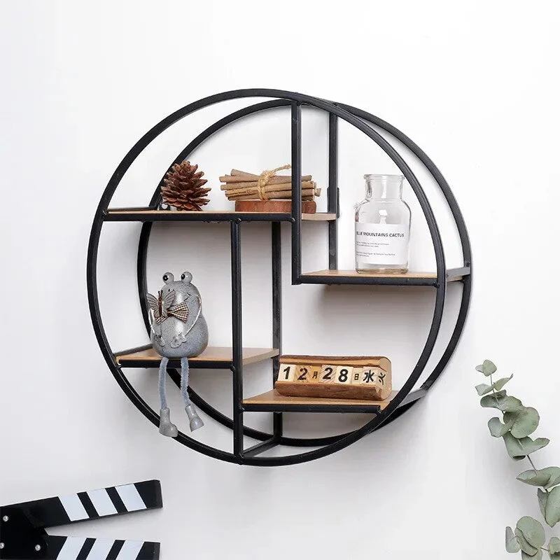 Etagère murale ronde style industriel contemporain