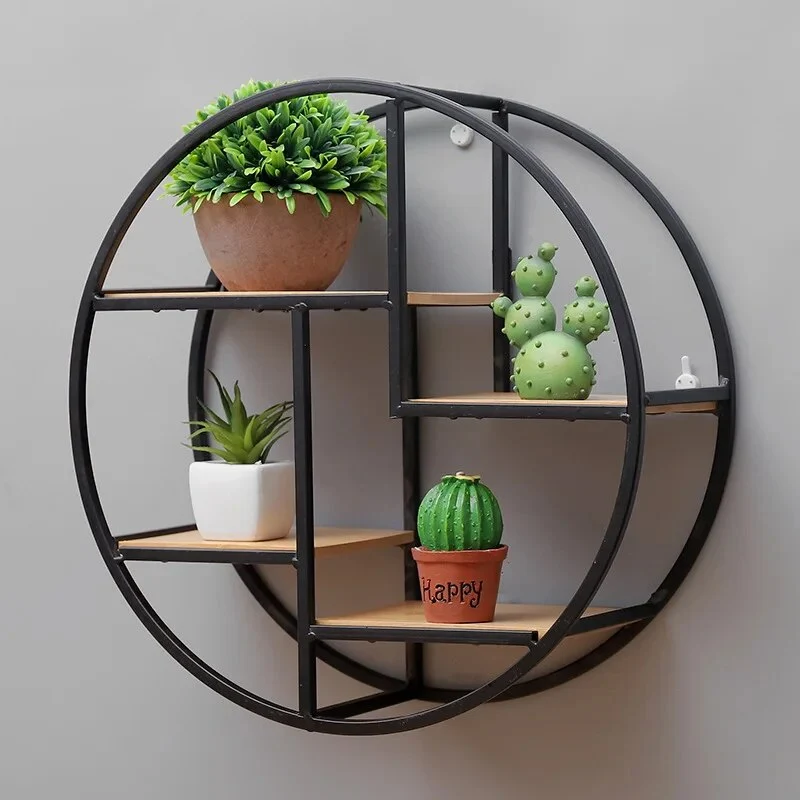 Etagère murale ronde style industriel contemporain