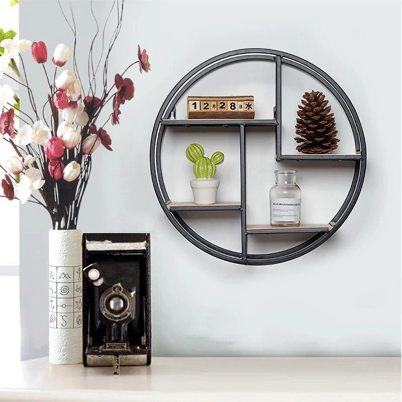 Etagère murale ronde style industriel contemporain