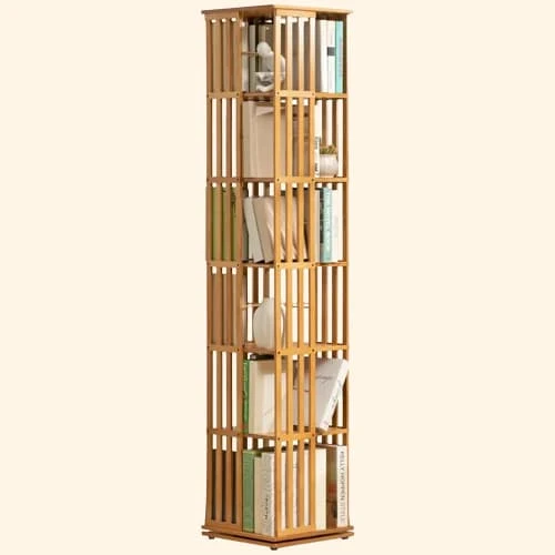 Bibliothèque rotative colonne bois