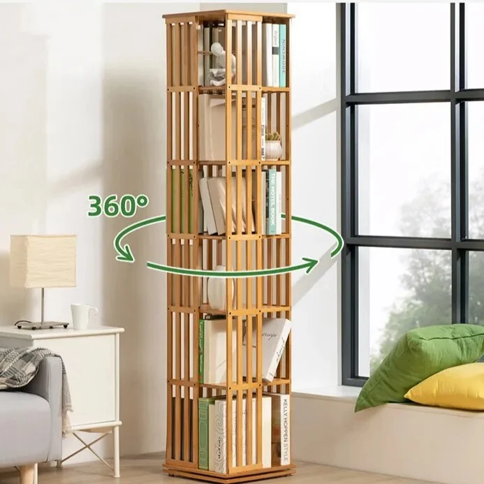 Bibliothèque rotative colonne bois