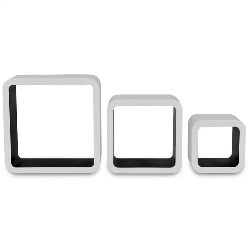 Etagère murale cube blanche et noire gigogne (lot de 3)