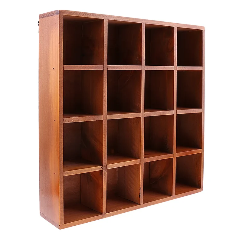 Etagère murale bois carré 16 cases