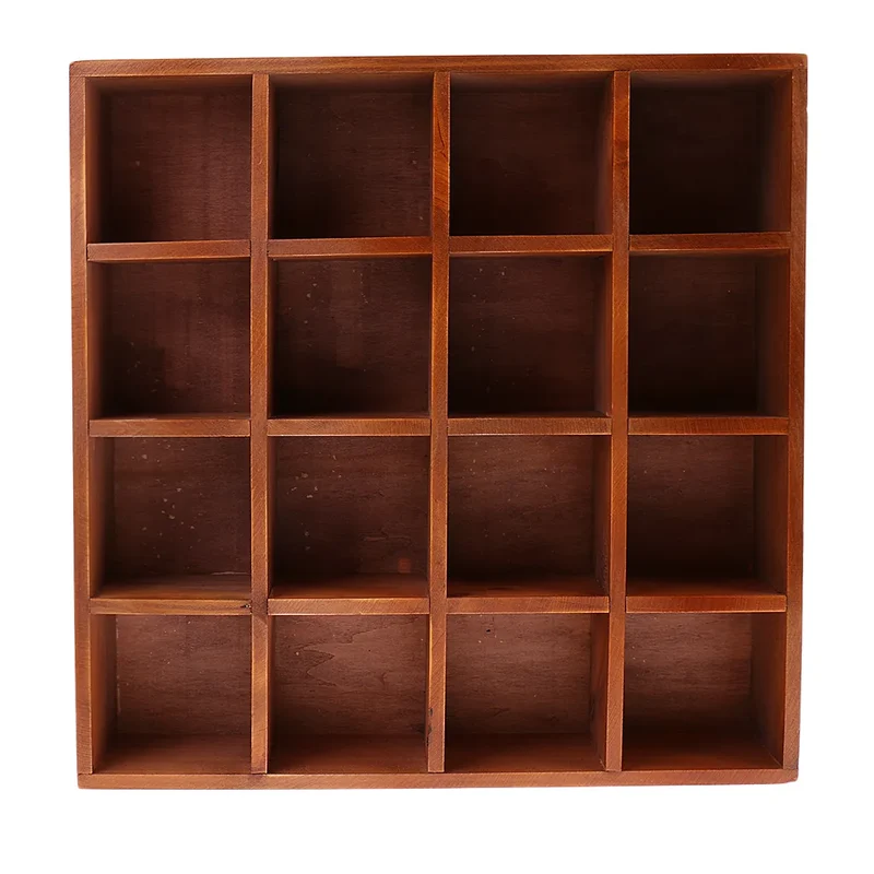 Etagère murale bois carré 16 cases