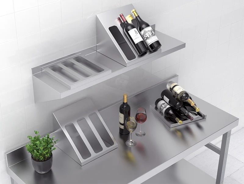Étagère inox murale pour bouteilles de vin
