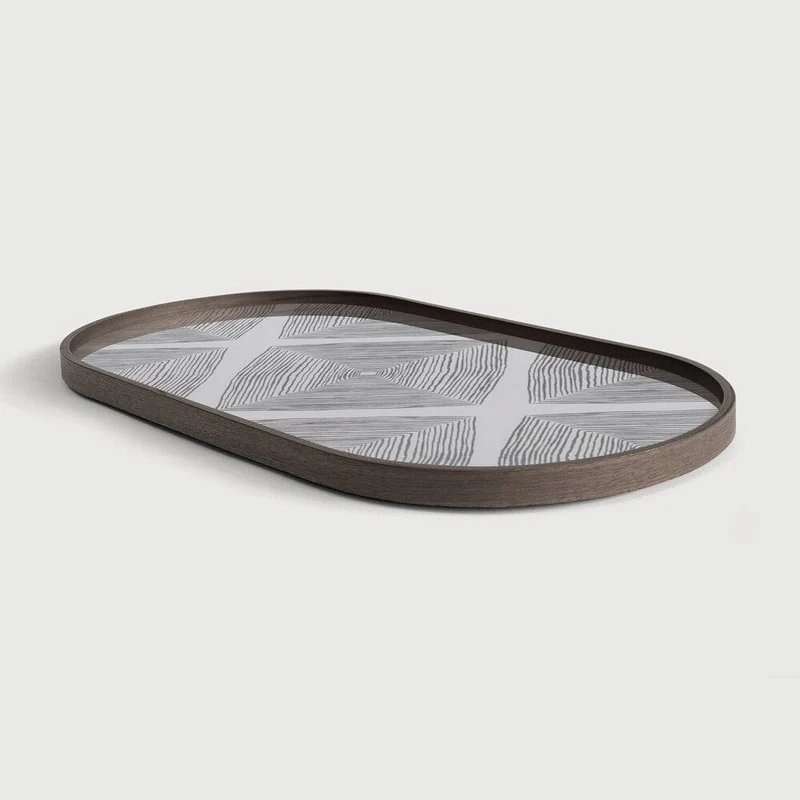 Ethnicraft Plateau en Verre Linear Squares - Ardoise