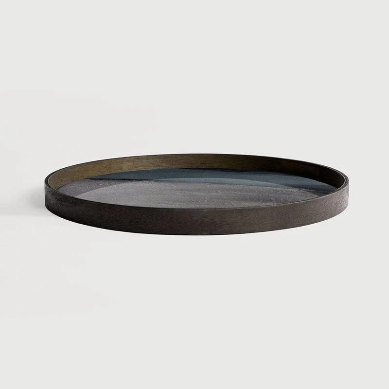 Ethnicraft Plateau en Verre Organic – Graphite Ø 61cm
