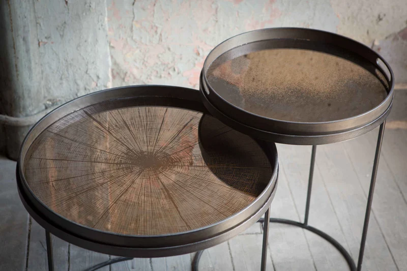 Ethnicraft Plateau en Miroir Aged – Bronze Ø 48 cm, 92 cm