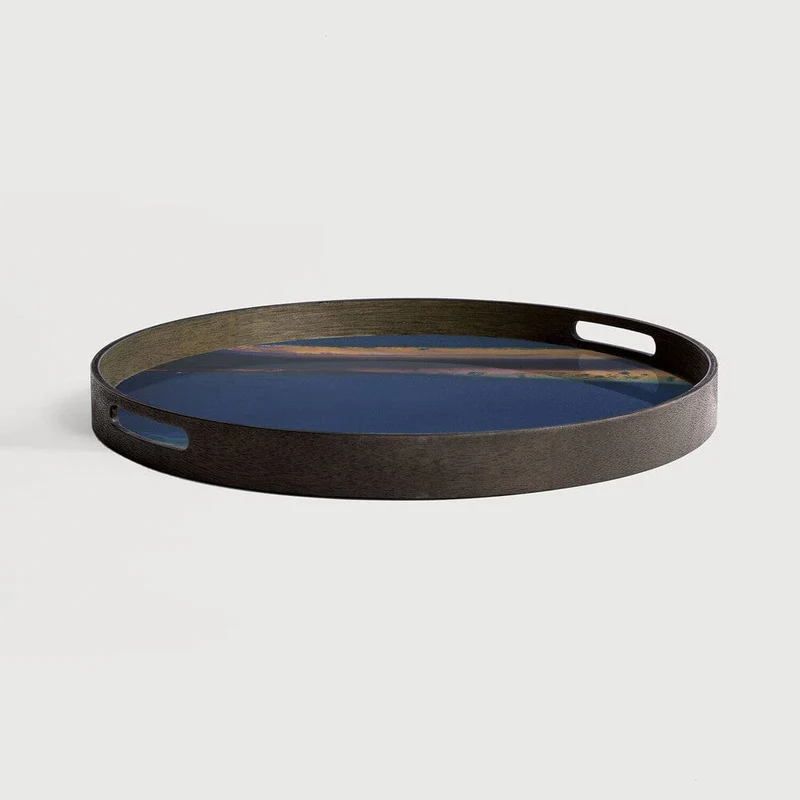 Ethnicraft Plateau en Verre Organic – Indigo Ø 48cm