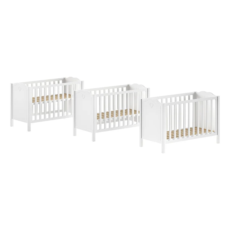 Chambre complète lit bébé 60x120 commode à langer et armoire 2 portes Vipack Amori Blanc