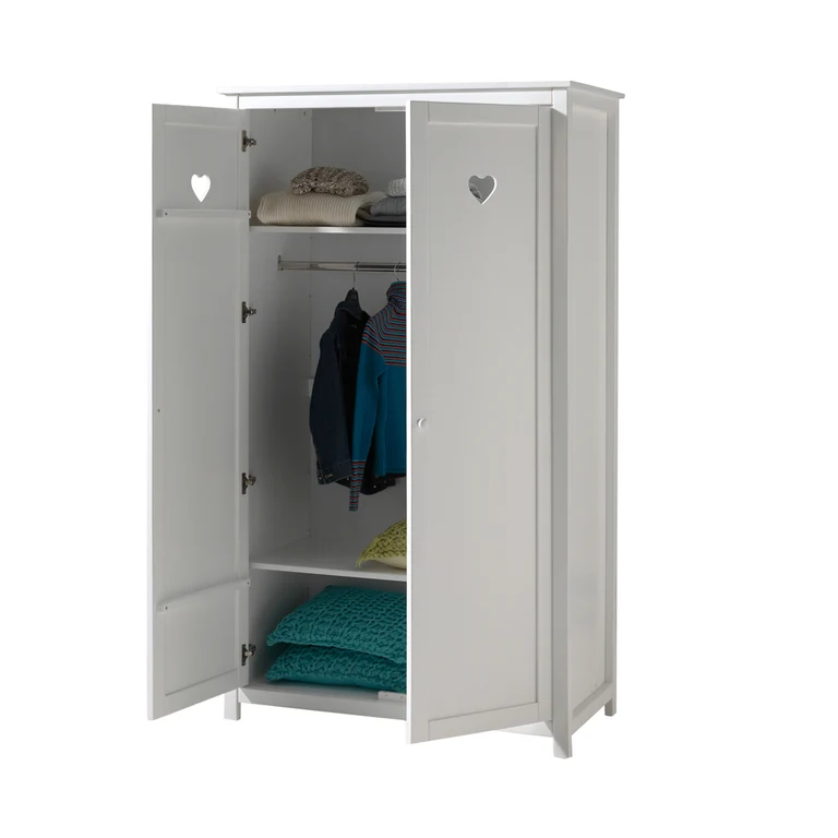 Chambre complète lit bébé 60x120 commode à langer et armoire 2 portes Vipack Amori Blanc