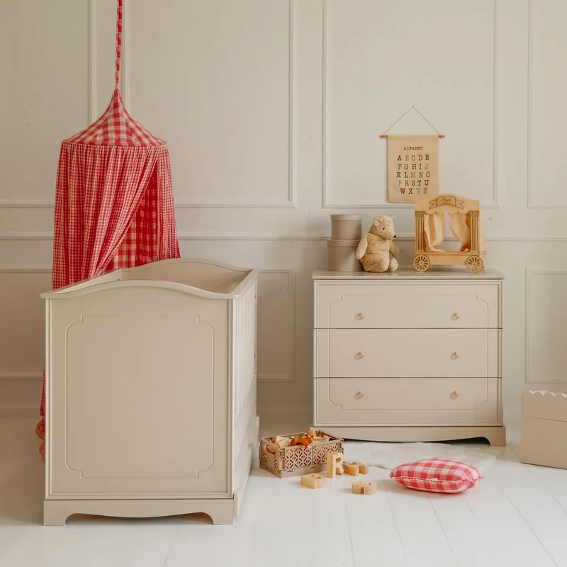 Lit évolutif 70x140 et commode 3 tiroirs Bellamy Royal Beige