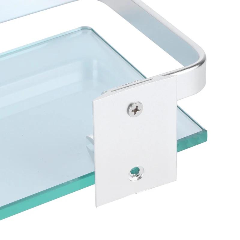 Etagère murale en verre trempé avec rebord métal épais