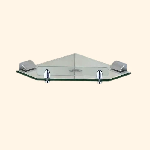 Etagère murale d'angle en verre trempé avec fixations charges lourdes