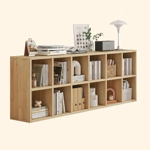 Meuble étagère bas double niveau en bois