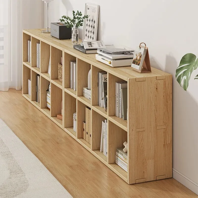 Meuble étagère bas double niveau en bois