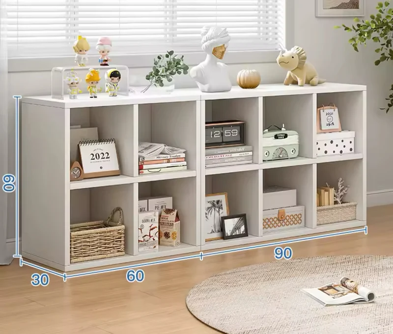 Meuble étagère bas double niveau en bois