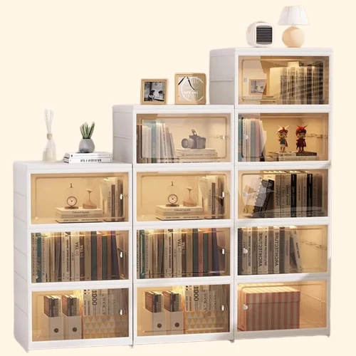 Etagère modulable cube pliable avec porte transparente