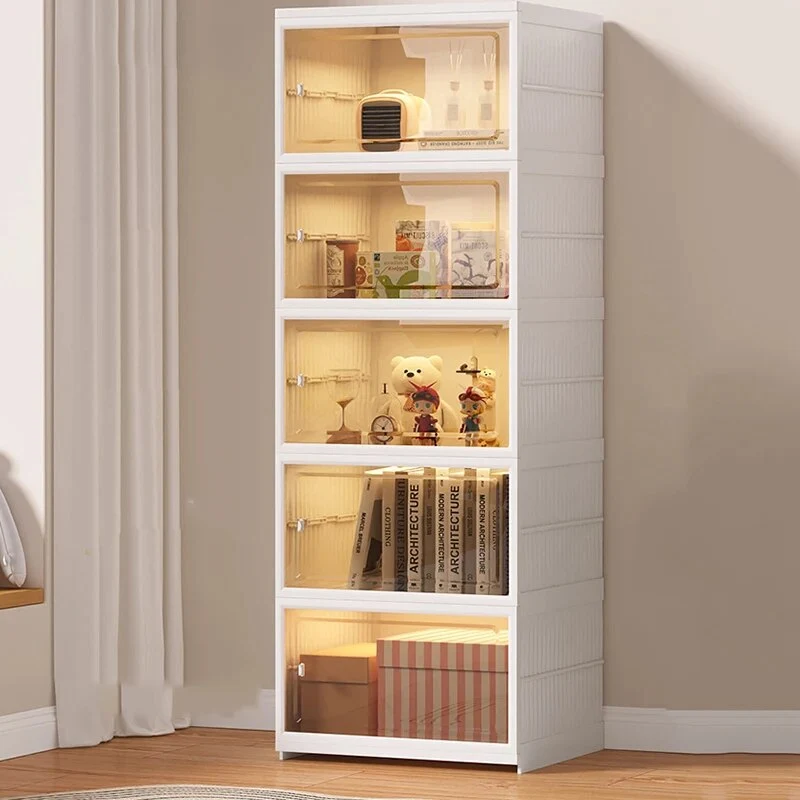 Etagère modulable cube pliable avec porte transparente