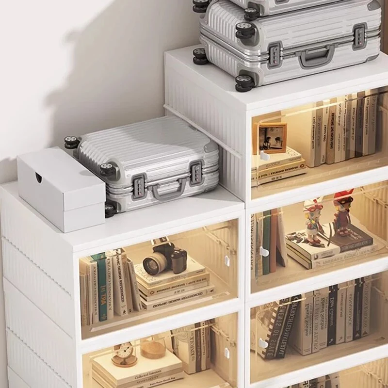 Etagère modulable cube pliable avec porte transparente