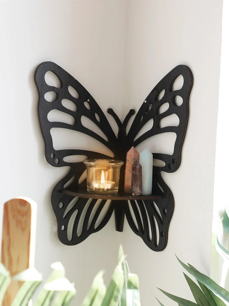 Etagère murale d'angle déco Papillon