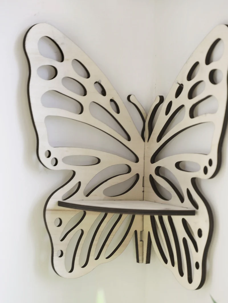 Etagère murale d'angle déco Papillon