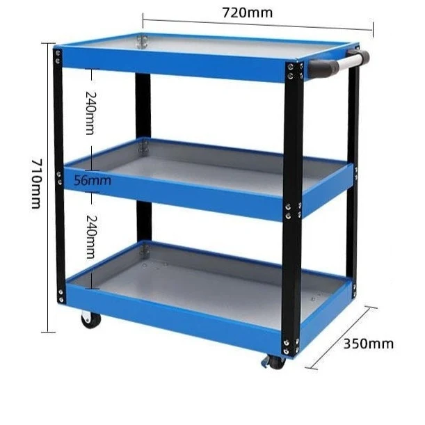 Etagère garage à roulettes en métal 3 niveaux