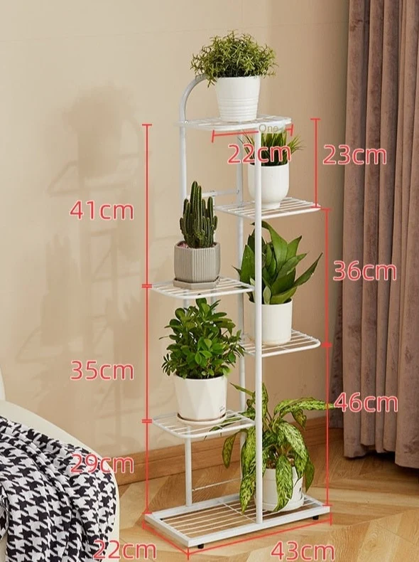 Etagère pour plantes sol verticale en métal à planches en quinconce