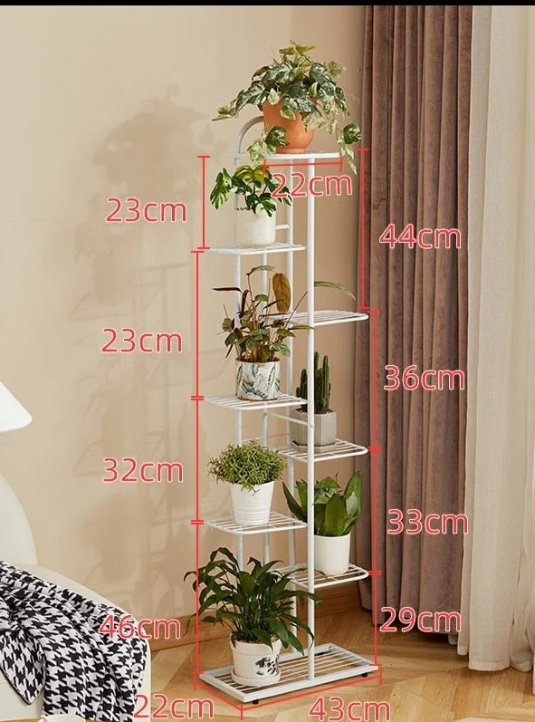 Etagère pour plantes sol verticale en métal à planches en quinconce