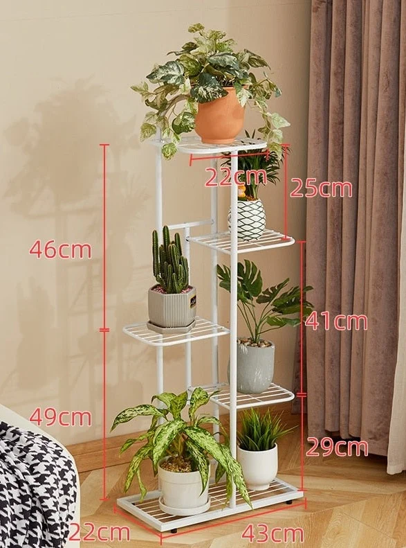 Etagère pour plantes sol verticale en métal à planches en quinconce