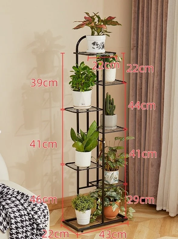Etagère pour plantes sol verticale en métal à planches en quinconce