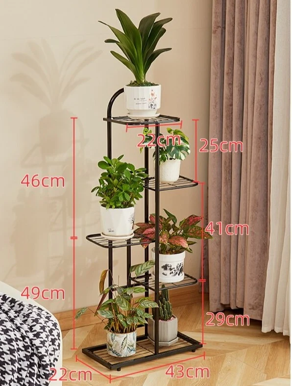 Etagère pour plantes sol verticale en métal à planches en quinconce