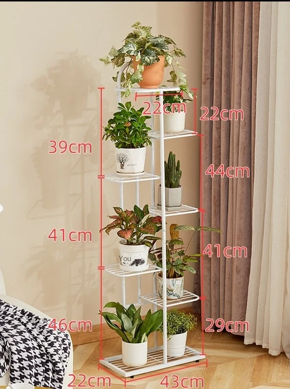 Etagère pour plantes sol verticale en métal à planches en quinconce