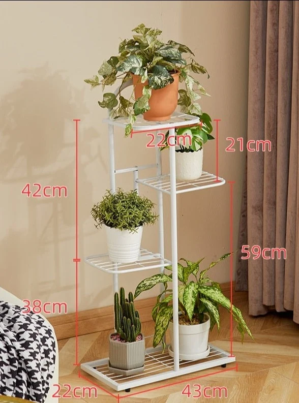 Etagère pour plantes sol verticale en métal à planches en quinconce