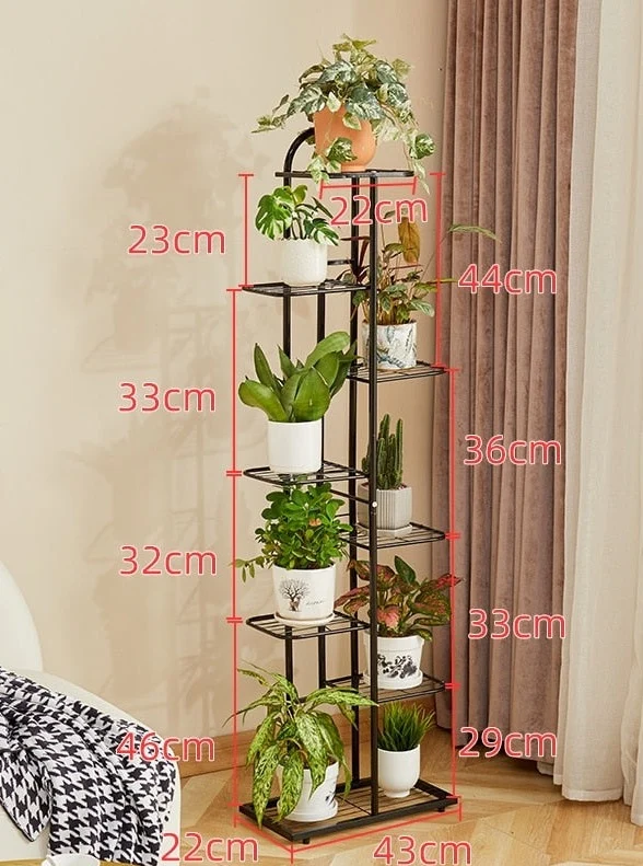 Etagère pour plantes sol verticale en métal à planches en quinconce