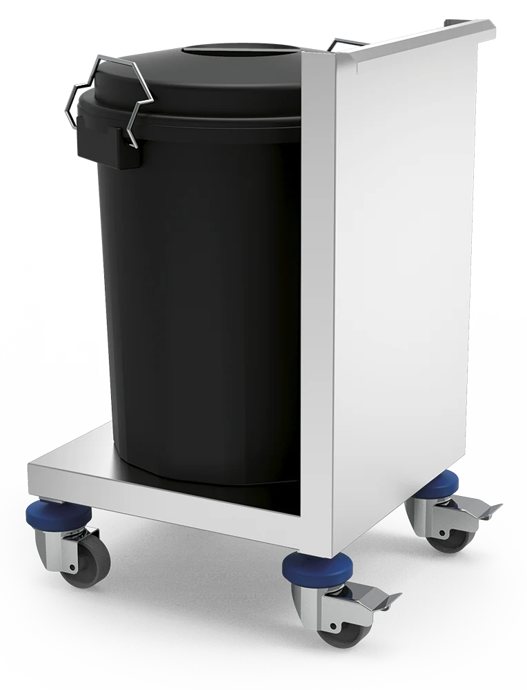 Porte inox roulante pour poubelle