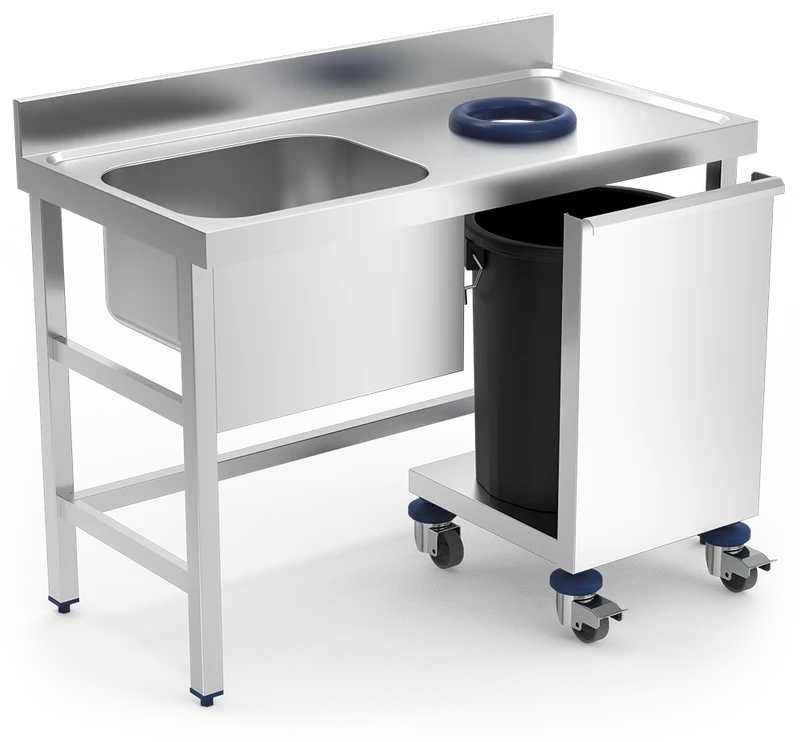 Porte inox roulante pour poubelle