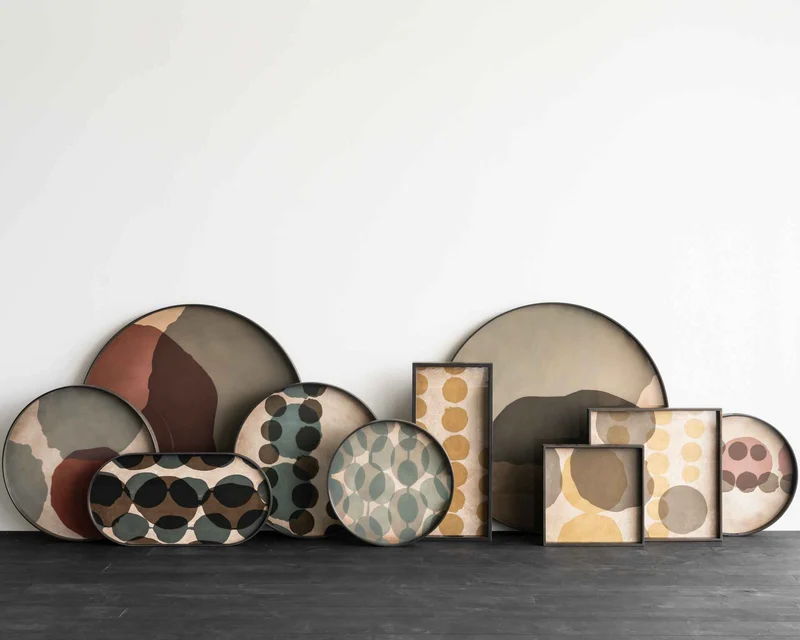Ethnicraft Plateau en Verre Layered Dots Ø 48 cm