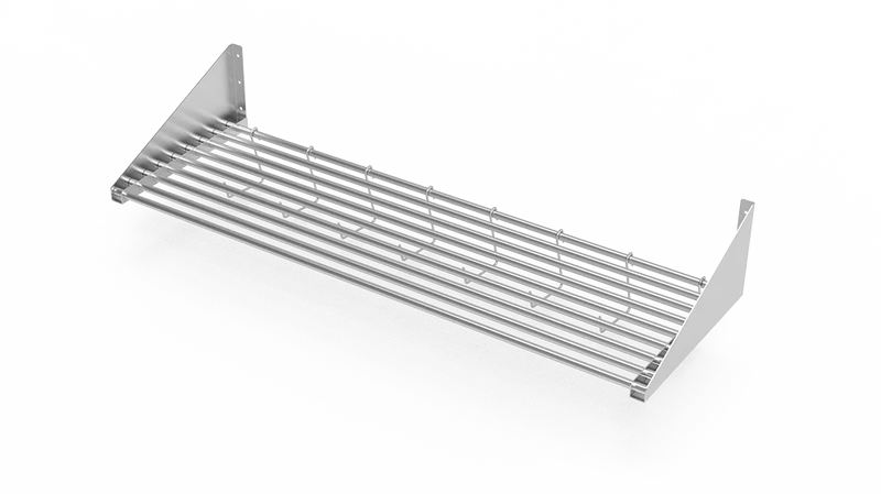 Étagère murale inox porte-barquettes alimentaires