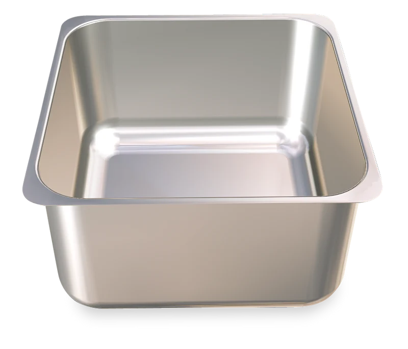 Bac inox rectangulaire soudé au table