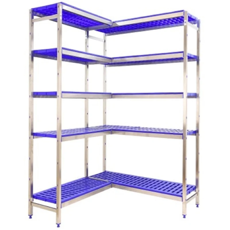 Etagère inox d'angle H1600mm 5 niveaux plastiques